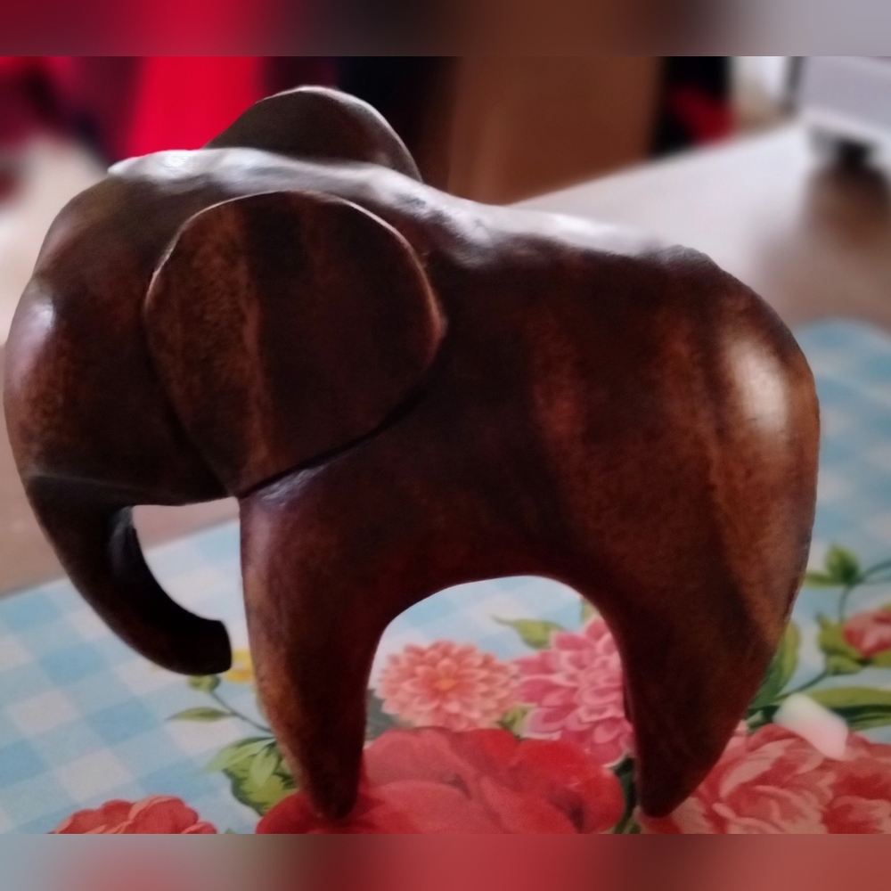 Hand carved wooden elephant